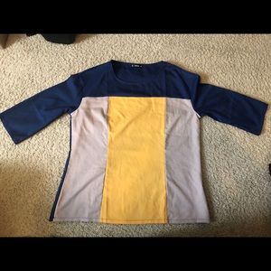 Color blocked long sleeve blouse